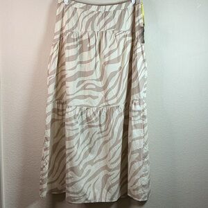 CeCe Tiered Zebra Print Midi Skirt